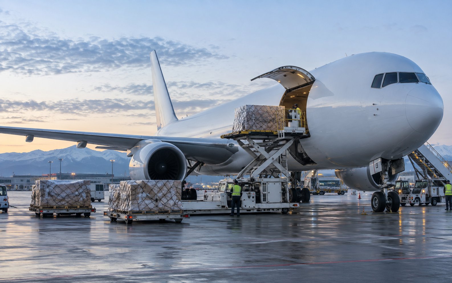 Cargo aircraft illustrating air freight services