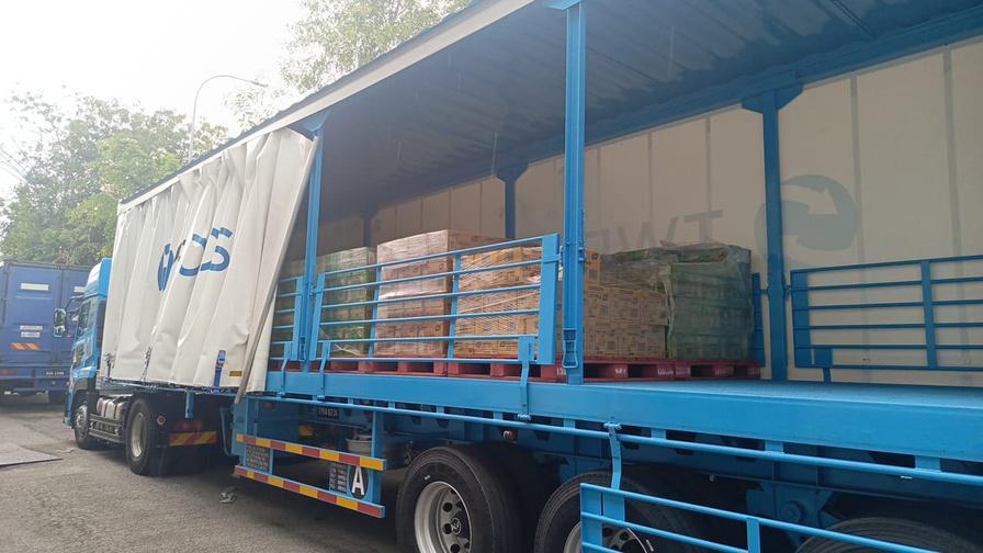 Commercial cargo prepared for its next transport stage
