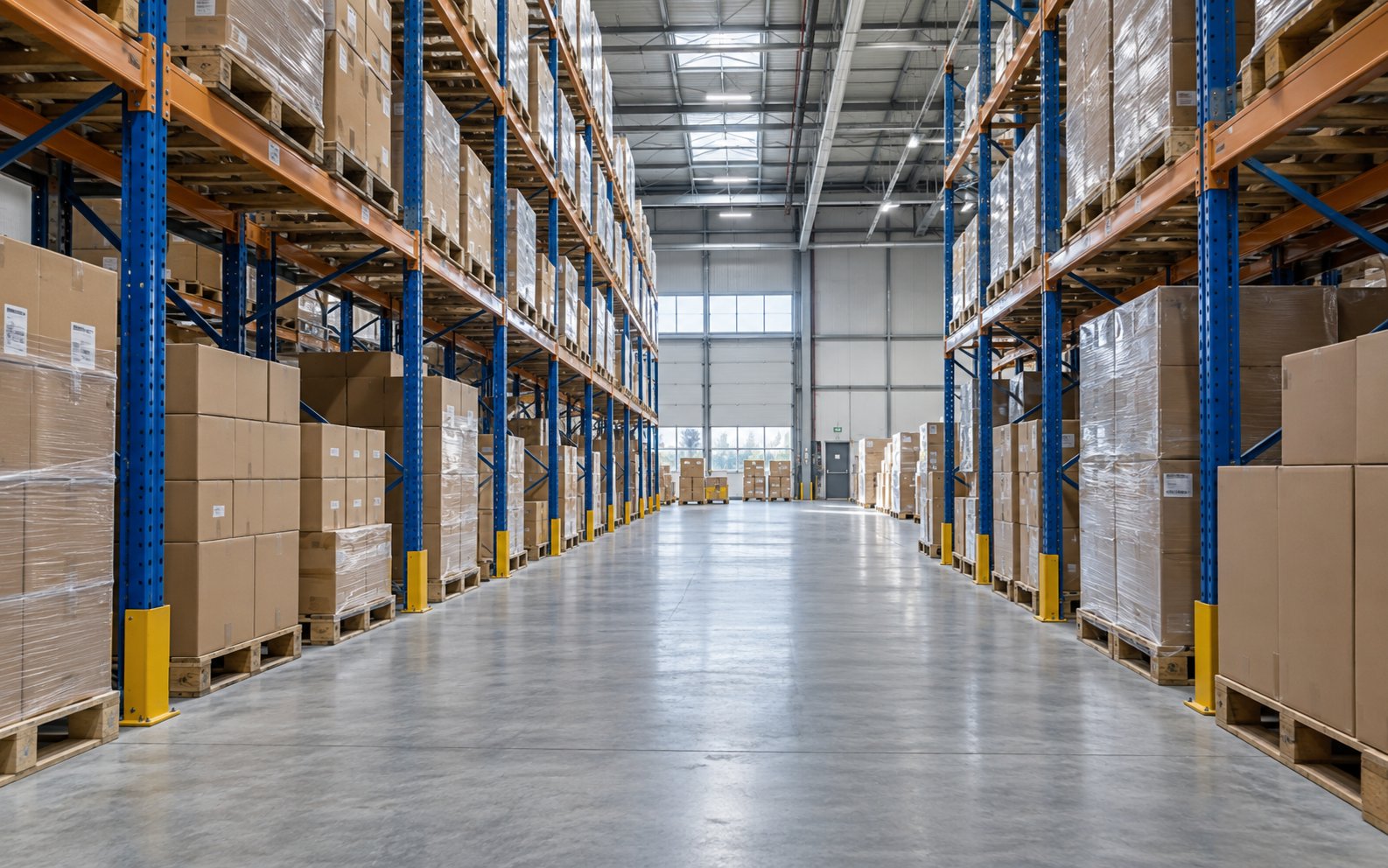 Illustration of palletised goods on warehouse racks